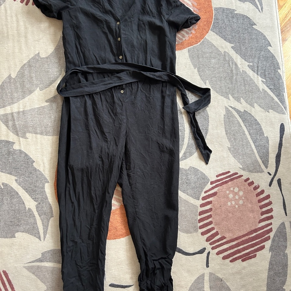 Hatch Black Button-Front Jumpsuit